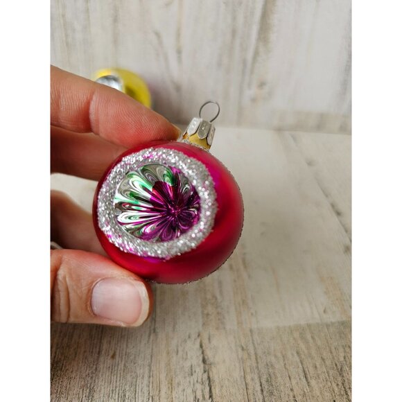 Vintage stripes mini indent ball glitter ornament mercury glass glitter reflecto - Picture 2 of 12